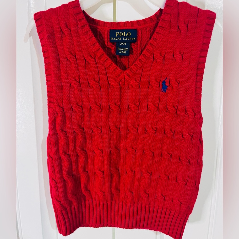 POLO RALPH LAUREN boys red vest  Size 2/2T in good condition